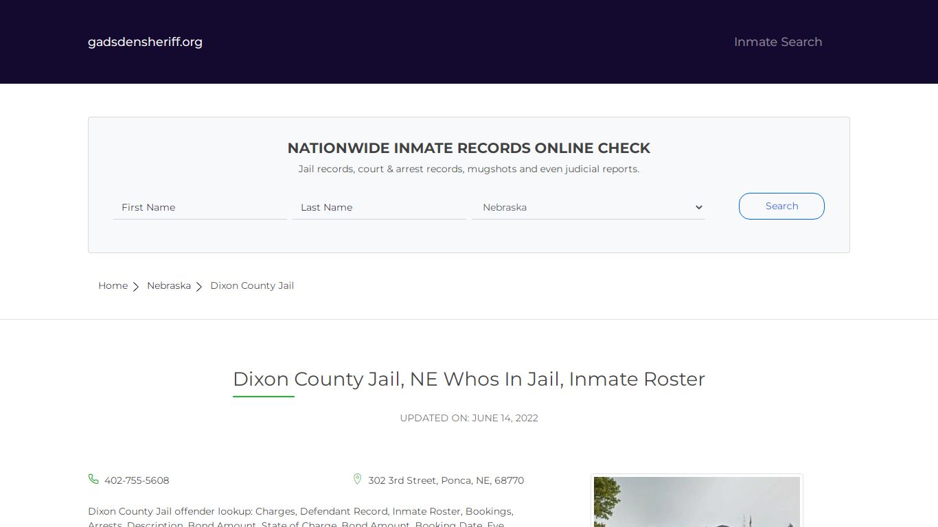 Dixon County Jail, NE Inmate Roster, Whos In Jail